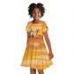 Mauritania Sahara Personalized Kid Short Sleeve Dress Camel With Map - African Pride