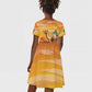Mauritania Sahara Personalized Kid Short Sleeve Dress Camel With Map - African Pride