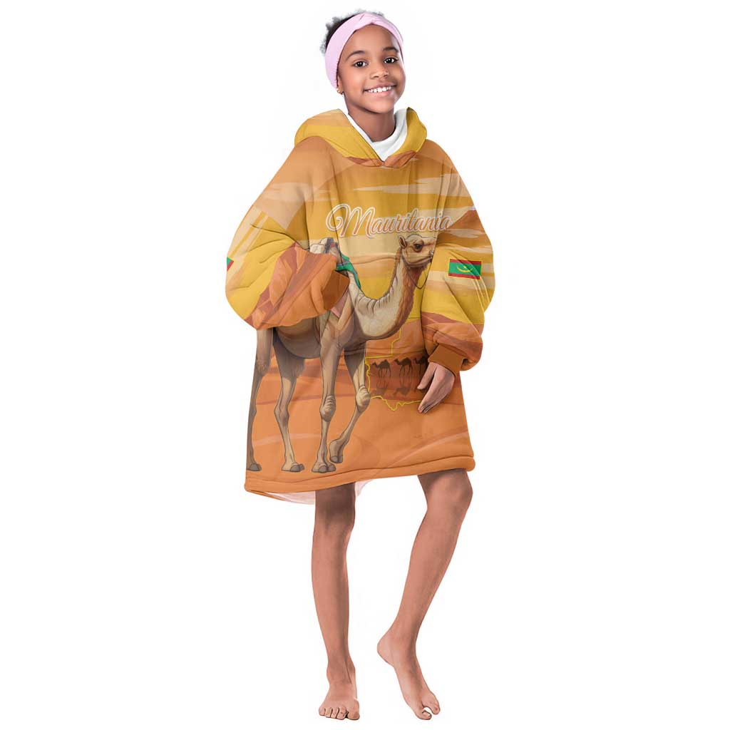 Mauritania Sahara Personalized Kid Wearable Blanket Hoodie Camel With Map - African Pride