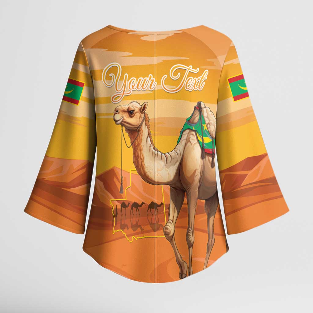 Personalized Mauritania Sahara Kimono Sleeve Blouse Camel With Map