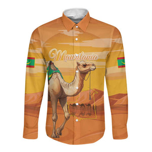 Mauritania Sahara Personalized Long Sleeve Button Shirt Camel With Map - African Pride