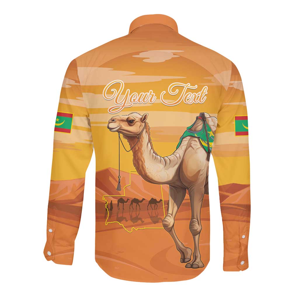 Mauritania Sahara Personalized Long Sleeve Button Shirt Camel With Map - African Pride