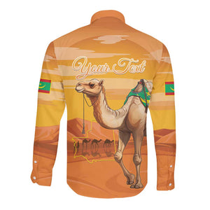 Mauritania Sahara Personalized Long Sleeve Button Shirt Camel With Map - African Pride