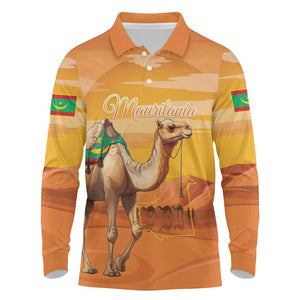 Mauritania Sahara Personalized Long Sleeve Polo Shirt Camel With Map - African Pride