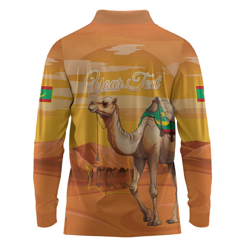 Mauritania Sahara Personalized Long Sleeve Polo Shirt Camel With Map - African Pride
