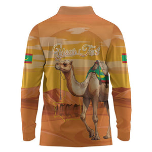 Mauritania Sahara Personalized Long Sleeve Polo Shirt Camel With Map - African Pride
