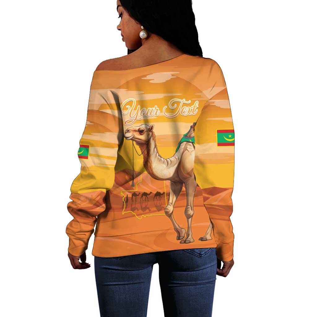 Mauritania Sahara Personalized Off Shoulder Sweater Camel With Map - African Pride