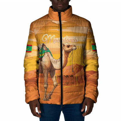 Personalized Mauritania Sahara Padded Jacket Camel With Map