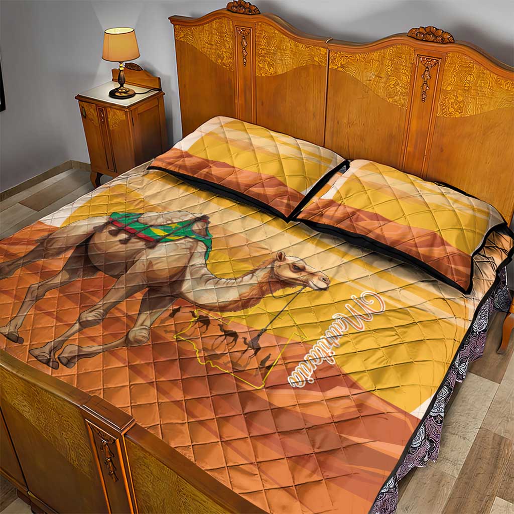 Mauritania Sahara Quilt Bed Set Camel With Map - African Pride