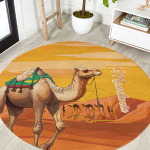 Mauritania Sahara Round Carpet Camel With Map - African Pride