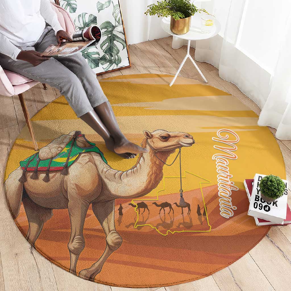 Mauritania Sahara Round Carpet Camel With Map - African Pride