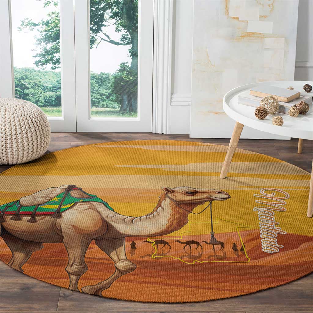 Mauritania Sahara Round Carpet Camel With Map - African Pride