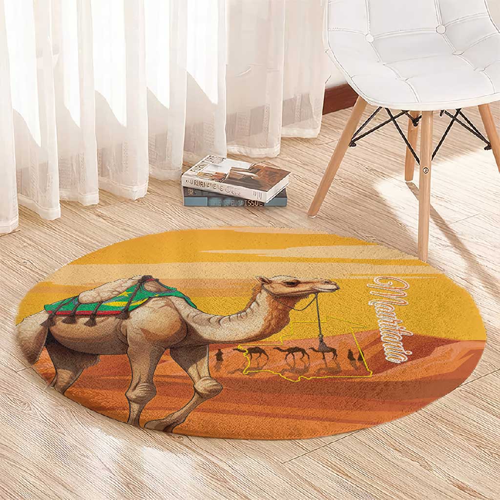 Mauritania Sahara Round Carpet Camel With Map - African Pride