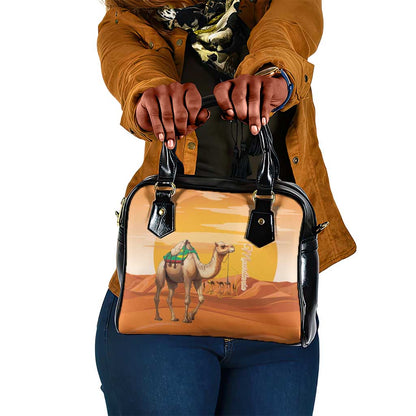 Mauritania Sahara Shoulder Handbag Camel With Map - African Pride