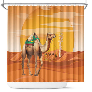 Mauritania Sahara Shower Curtain Camel With Map - African Pride