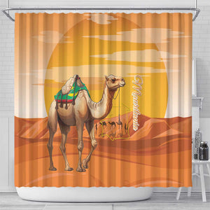 Mauritania Sahara Shower Curtain Camel With Map - African Pride