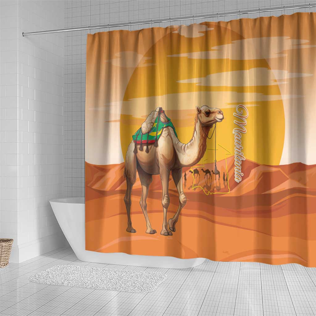 Mauritania Sahara Shower Curtain Camel With Map - African Pride