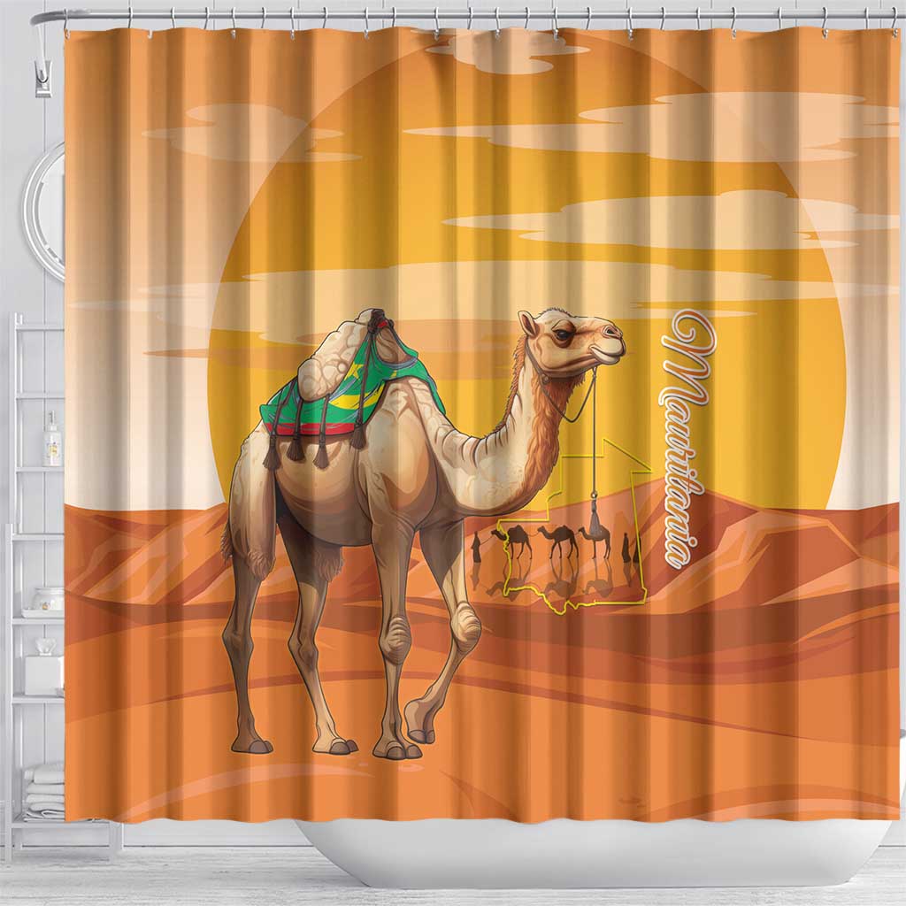 Mauritania Sahara Shower Curtain Camel With Map - African Pride