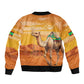 Mauritania Sahara Personalized Sleeve Zip Bomber Jacket Camel With Map - African Pride