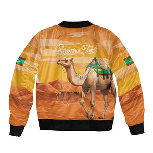 Mauritania Sahara Personalized Sleeve Zip Bomber Jacket Camel With Map - African Pride