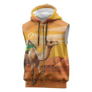 Mauritania Sahara Personalized Sleeveless Zip Hoodie Camel With Map - African Pride