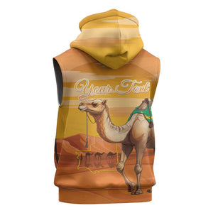 Mauritania Sahara Personalized Sleeveless Zip Hoodie Camel With Map - African Pride