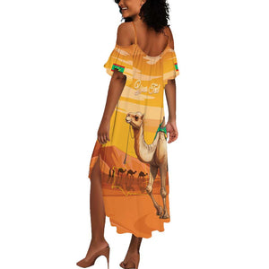 Mauritania Sahara Personalized Summer Maxi Dress Camel With Map - African Pride