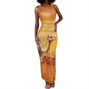 Mauritania Sahara Personalized Tank Maxi Dress Camel With Map - African Pride