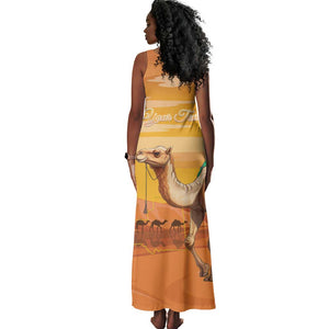 Mauritania Sahara Personalized Tank Maxi Dress Camel With Map - African Pride