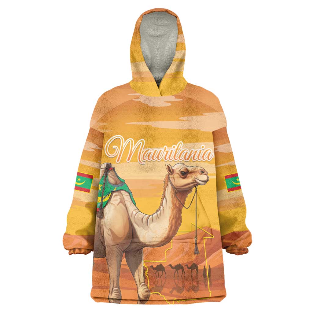 Mauritania Sahara Personalized Wearable Blanket Hoodie Camel With Map - African Pride