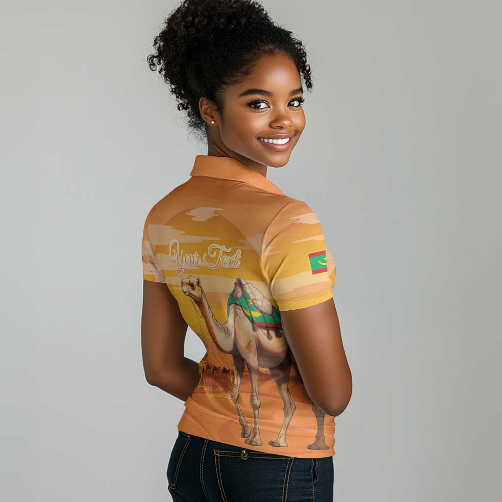 Mauritania Sahara Personalized Women Polo Shirt Camel With Map - African Pride