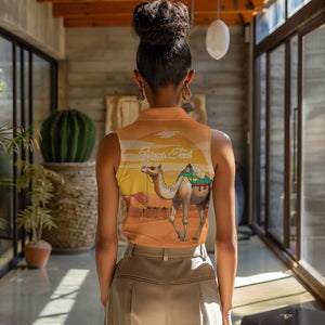 Mauritania Sahara Personalized Women Sleeveless Polo Shirt Camel With Map - African Pride