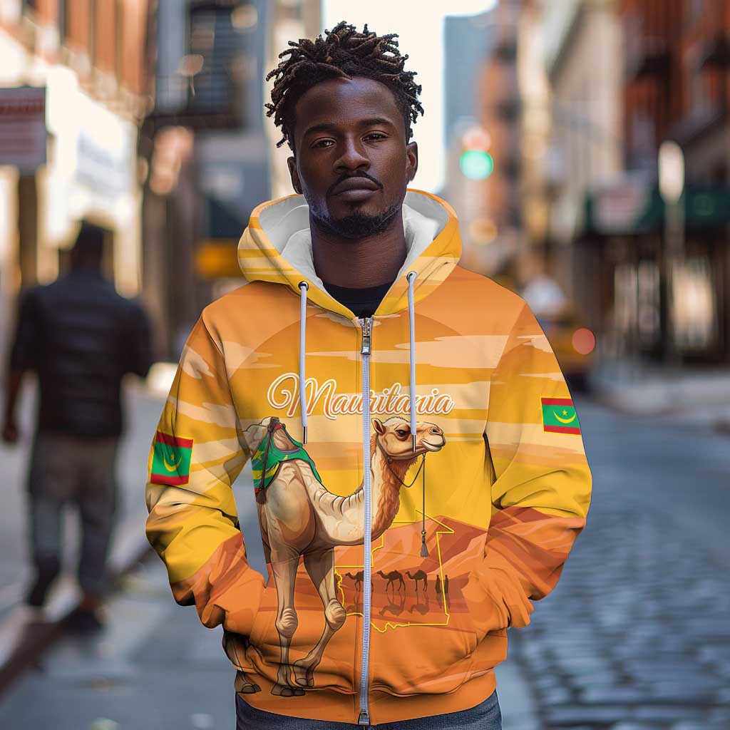 Mauritania Sahara Personalized Zip Hoodie Camel With Map - African Pride