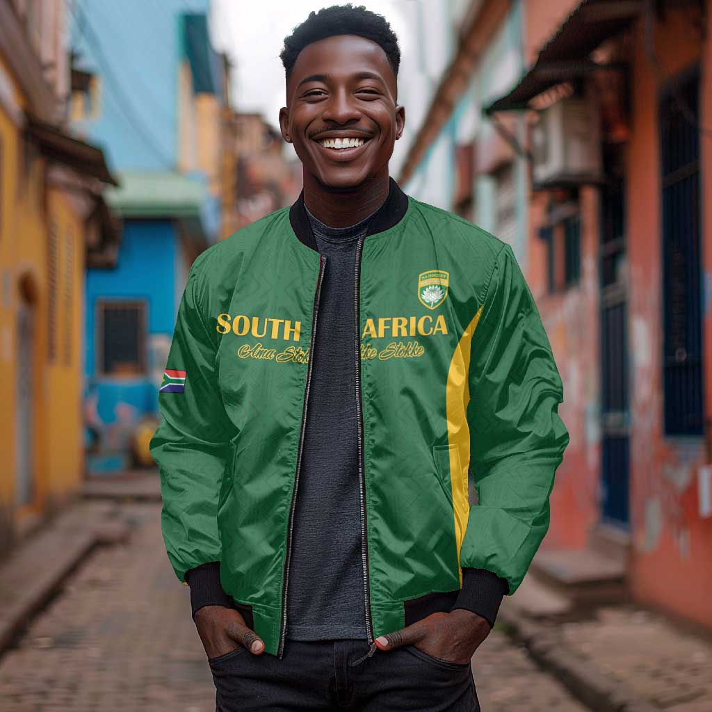 South Africa Hockey Custom Bomber Jacket Come On Ama Stokke Stokke - African Pride