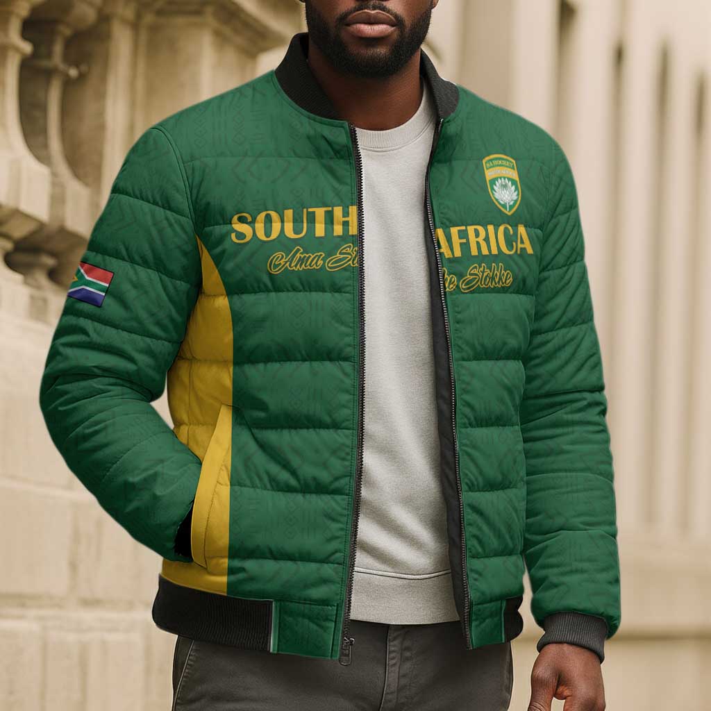 South Africa Hockey Custom Bomber Puffer Jacket Go Ama Stokke Stokke Go