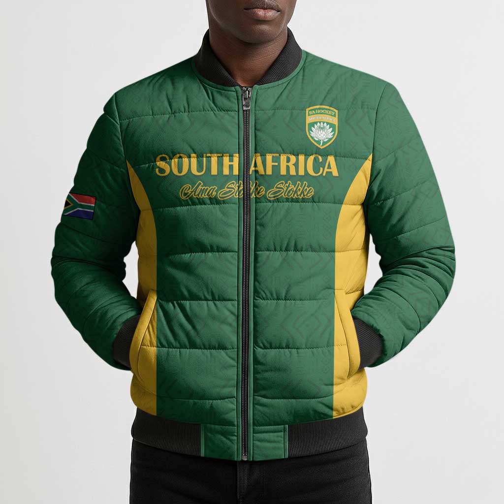 South Africa Hockey Custom Bomber Puffer Jacket Go Ama Stokke Stokke Go