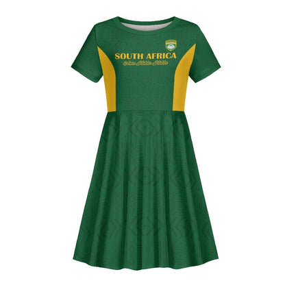 South Africa Hockey Custom Kid Short Sleeve Dress Come On Ama Stokke Stokke - African Pride
