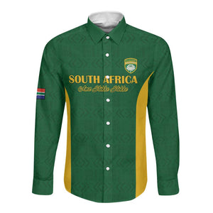 South Africa Hockey Custom Long Sleeve Button Shirt Come On Ama Stokke Stokke - African Pride