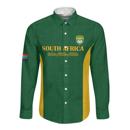 South Africa Hockey Custom Long Sleeve Button Shirt Come On Ama Stokke Stokke - African Pride