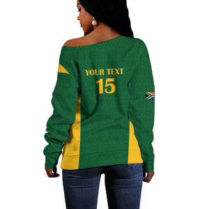South Africa Hockey Custom Off Shoulder Sweater Come On Ama Stokke Stokke - African Pride