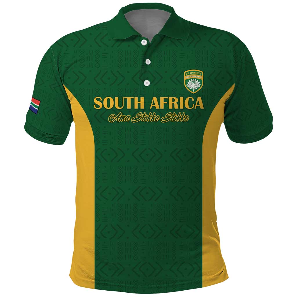 South Africa Hockey Custom Polo Shirt Come On Ama Stokke Stokke - African Pride