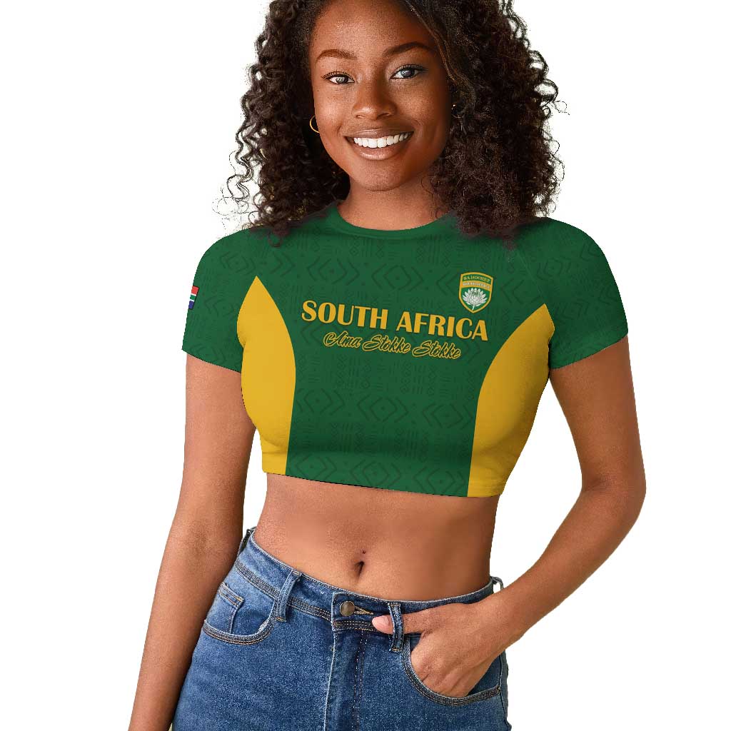 South Africa Hockey Custom Raglan Cropped T shirt Come On Ama Stokke Stokke - African Pride