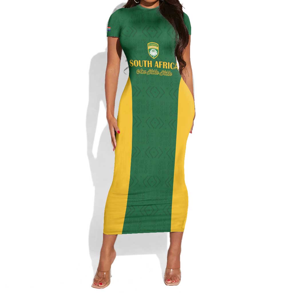 South Africa Hockey Custom Short Sleeve Bodycon Dress Come On Ama Stokke Stokke - African Pride