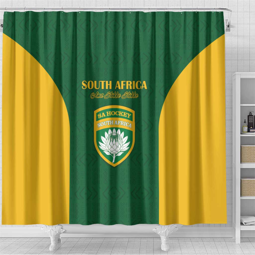South Africa Hockey Shower Curtain Come On Ama Stokke Stokke - African Pride