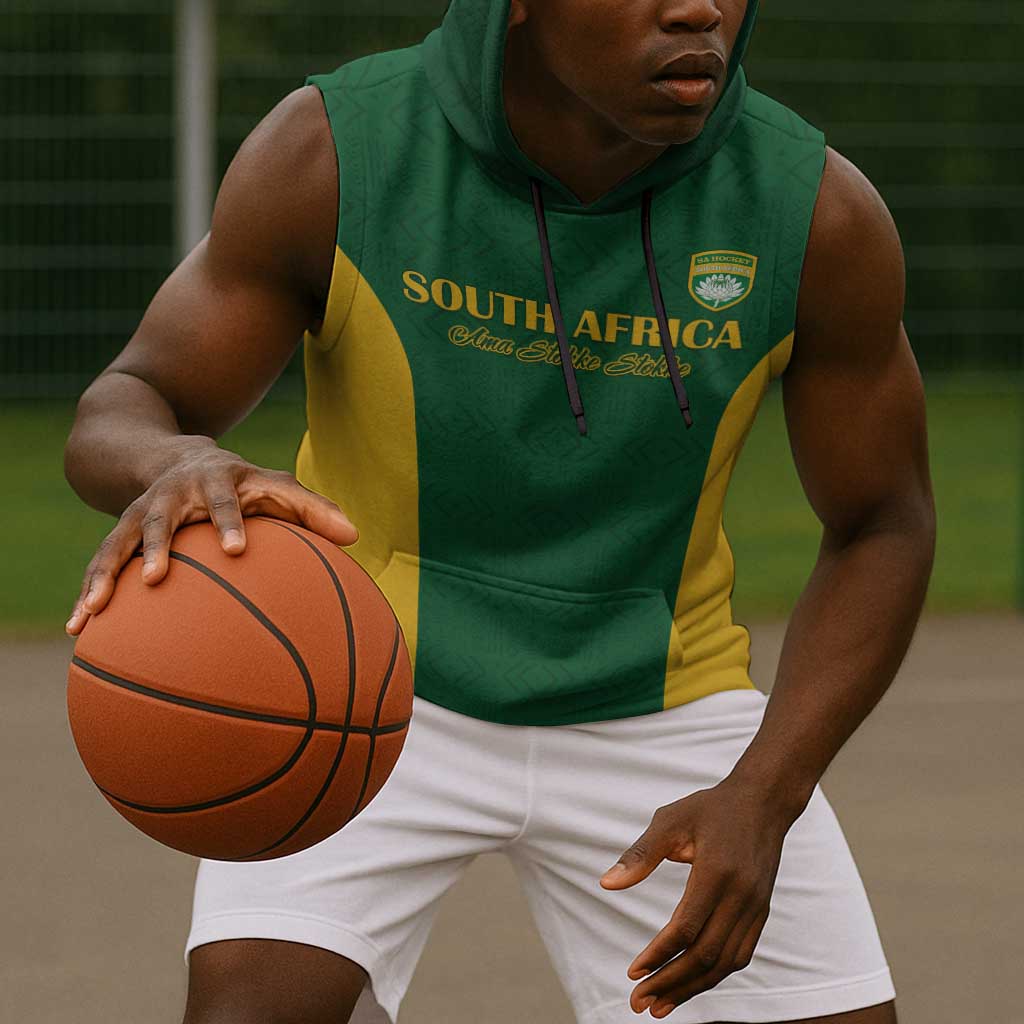 South Africa Hockey Custom Sleeveless Hoodie Come On Ama Stokke Stokke - African Pride