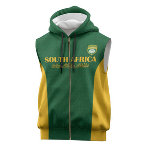 South Africa Hockey Custom Sleeveless Zip Hoodie Come On Ama Stokke Stokke - African Pride