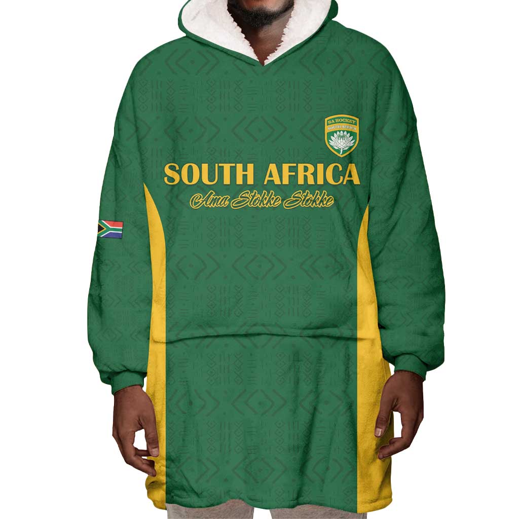 South Africa Hockey Custom Wearable Blanket Hoodie Come On Ama Stokke Stokke - African Pride
