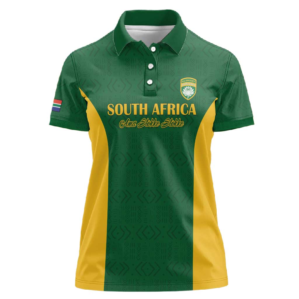 South Africa Hockey Custom Women Polo Shirt Come On Ama Stokke Stokke - African Pride