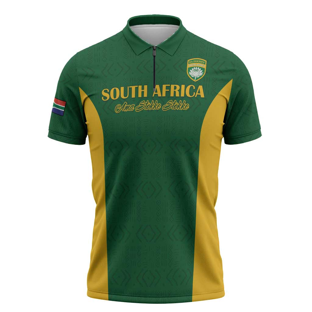 South Africa Hockey Custom Zipper Polo Shirt Go Ama Stokke Stokke Go