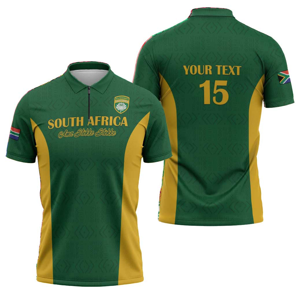 South Africa Hockey Custom Zipper Polo Shirt Go Ama Stokke Stokke Go